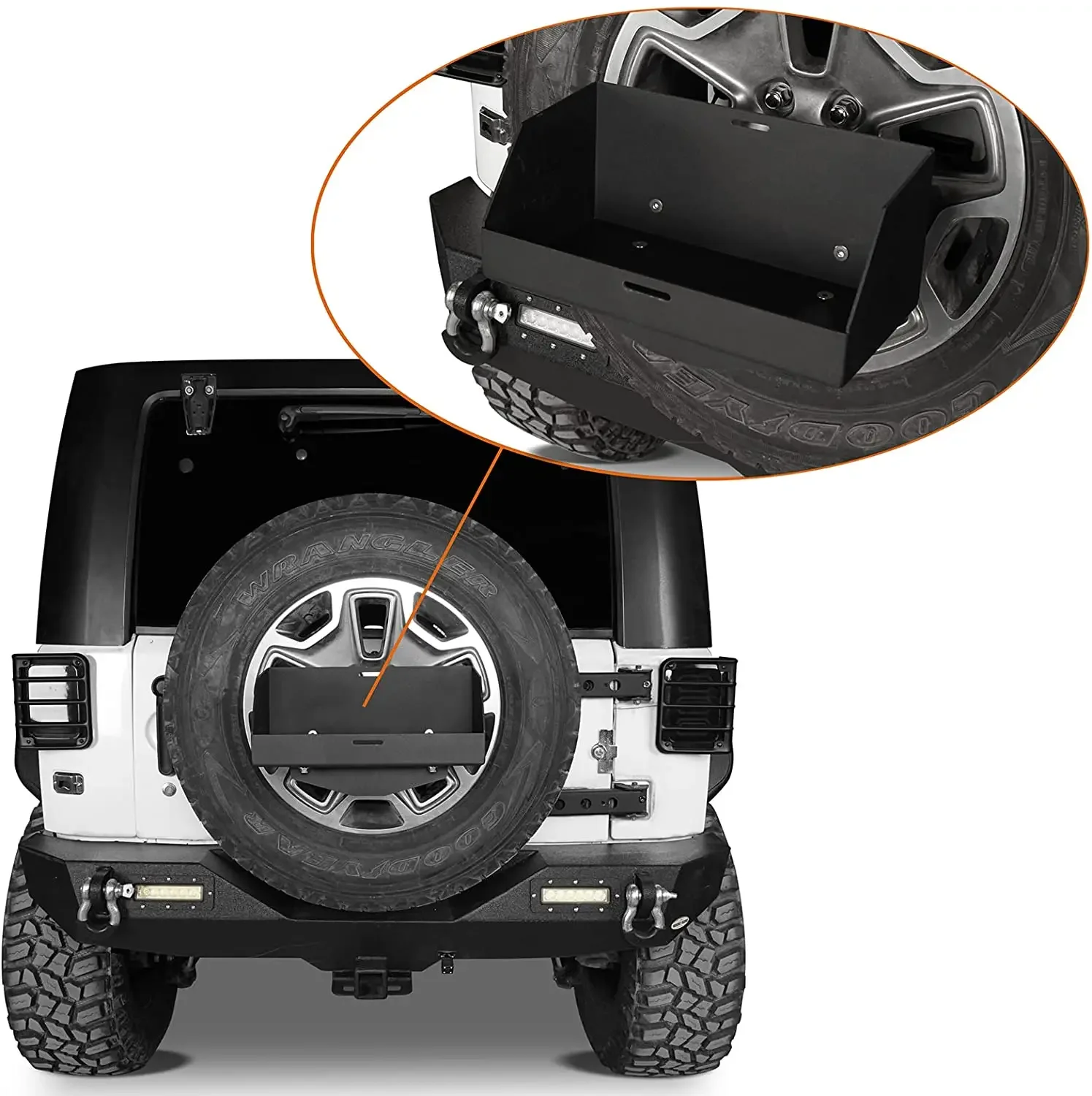 Spare Tire Jerry Can Holder w/Tall Tray for Wrangler TJ JK JL & Unlimited 1997-2022