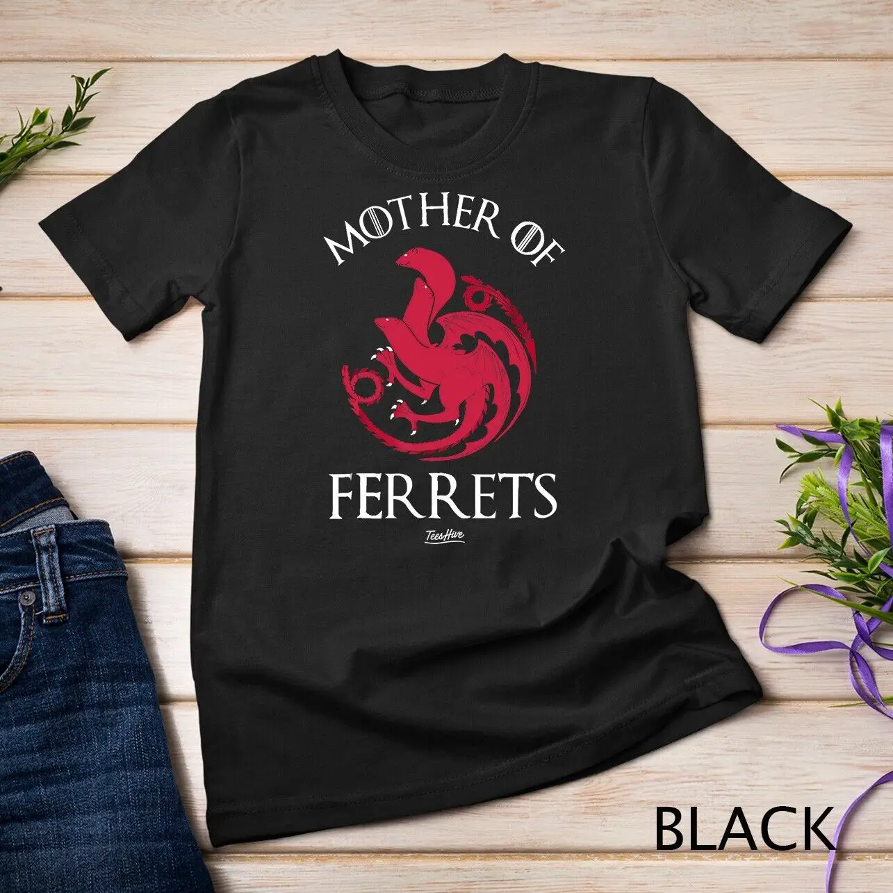 Mother Of Ferrets Graphic Ferret Face Funny Ferret Mom Unisex T-shirt