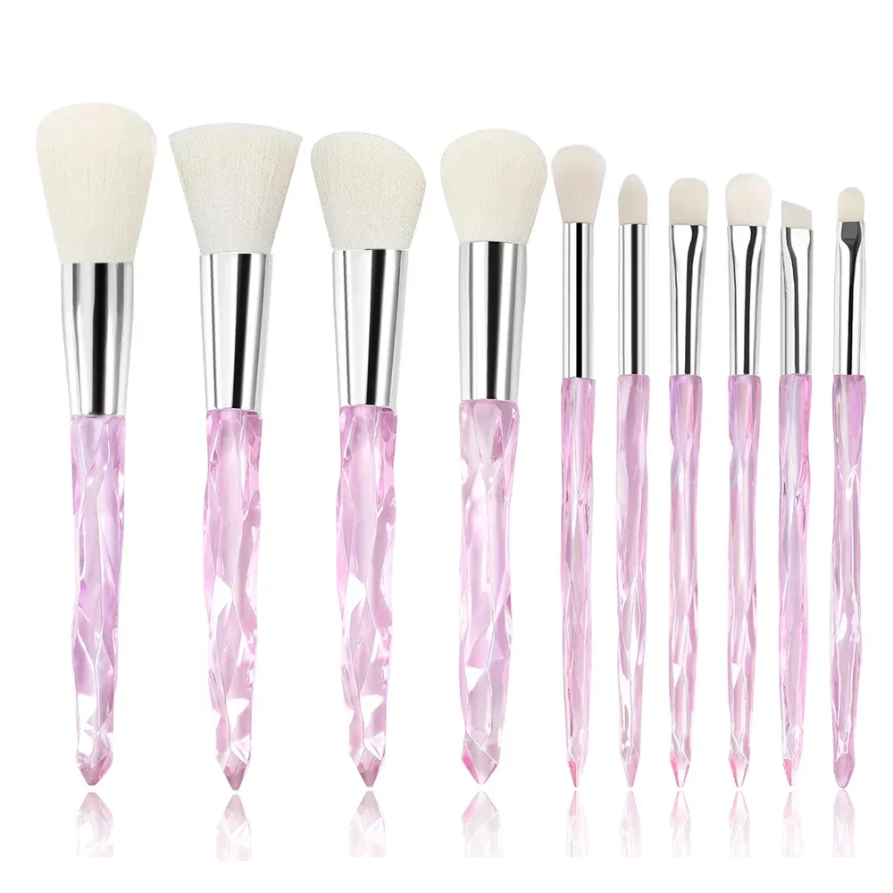 10PCS Crystal Makeup Brushes Set Loose Powder Blush Contouring Foundation Eye Shadow Concealer Beauty Tools Full Set