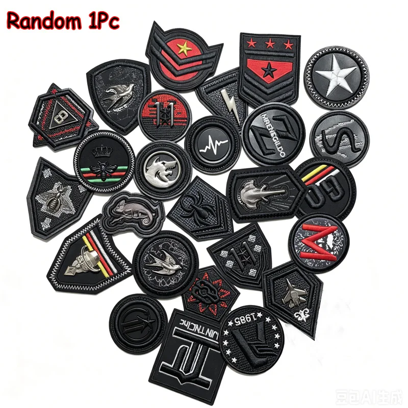 Big Sale 3D Black Round PU Leather Military Embroidery Patches for Clothes Iron on Clothes Badge Stripe Sticker Iron-on Armbands