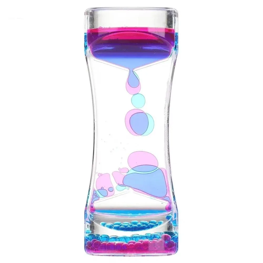 Minuterie sablier à huile Double couleurs, en acrylique, mouvement à bulles sensorielles, mise au point sensorielle, apaisant et créatif