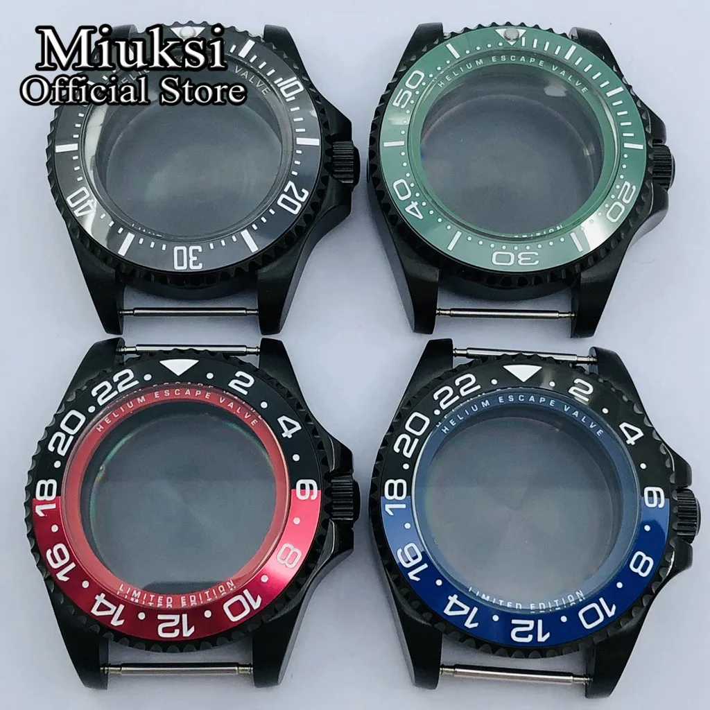 Miuksi 44mm watch case sapphire glass ceramic/titanium bezel fit NH35 NH36 ETA2824 2836 Miyota8215 DG2813 3804 PT5000 movement