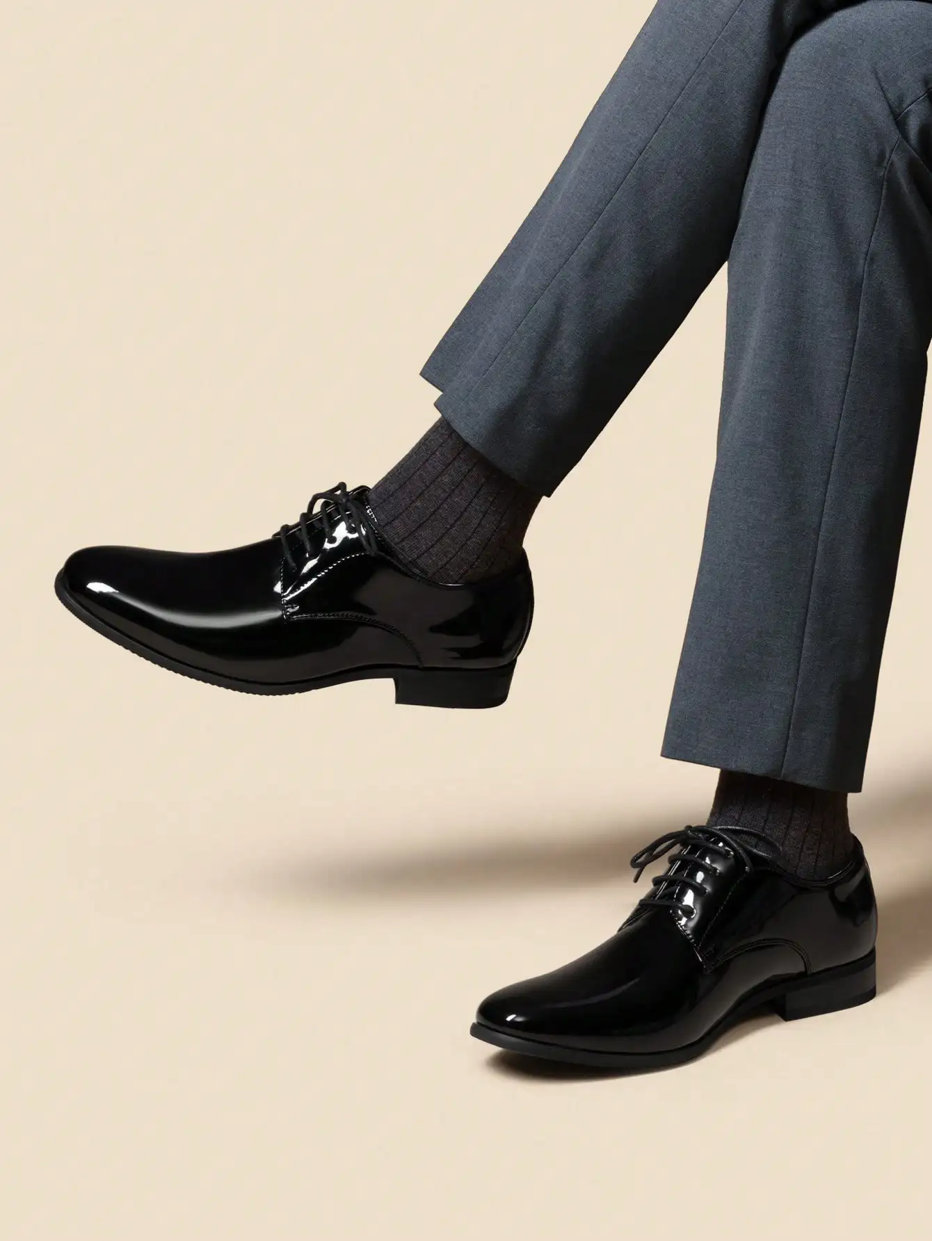 British Style Shiny Black Dress Shoes for Men, Glossy Formal Oxford Shoes, Elegant Polished Footwear, Perfect for School Events, Graduation Ceremony, Party, Festival & Office Work, Timeless Formal Shoes, Reliable Comfort Footwear for Men’s Various Formal