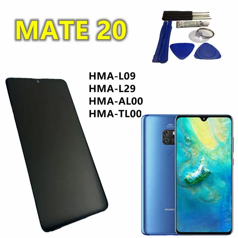 Top Original lcd For HUAWEI Mate 20 Lcd Display Touch Screen Digitizer Assembly Replacement With HMA-L09, HMA-L29;HMA-AL00,