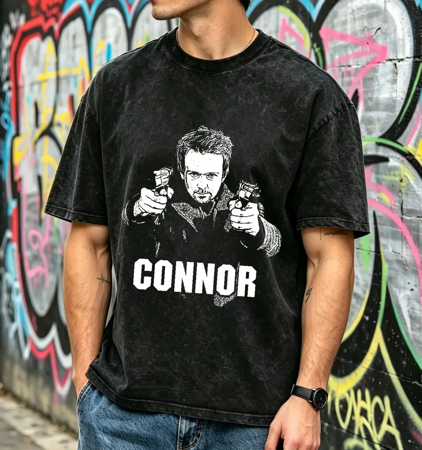 washed T Shirt Vintage The Boondock Saints Movie Promo Mens Large Connor Jesus Rare Y2K vintage Washed fashion Comfortable