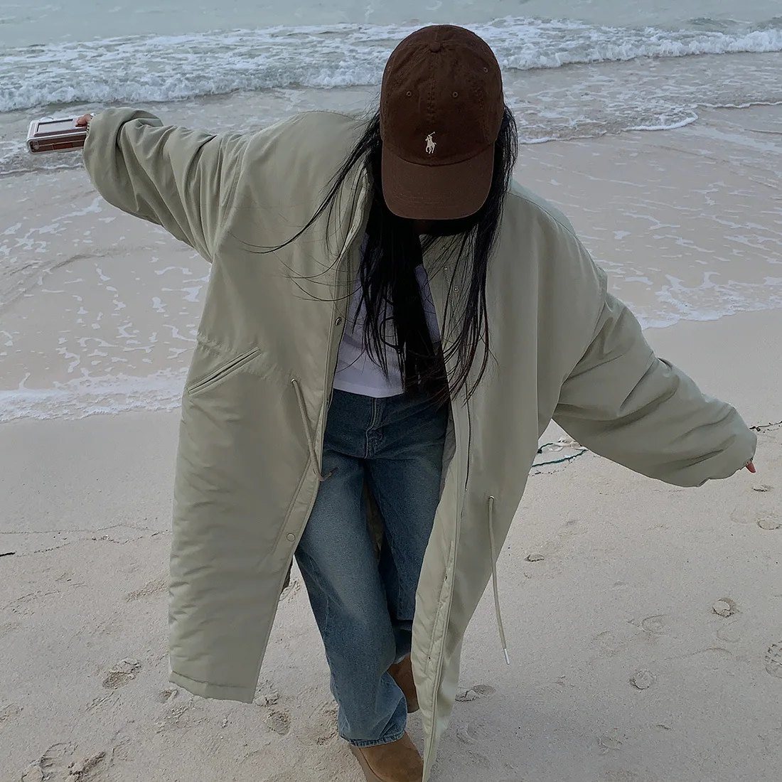 Women Parkas Long Coats Jackets Stand Collar Drawstring Coat Thick Warm Y2k Streetwear Jacket Work Outerwear Autumn Winter