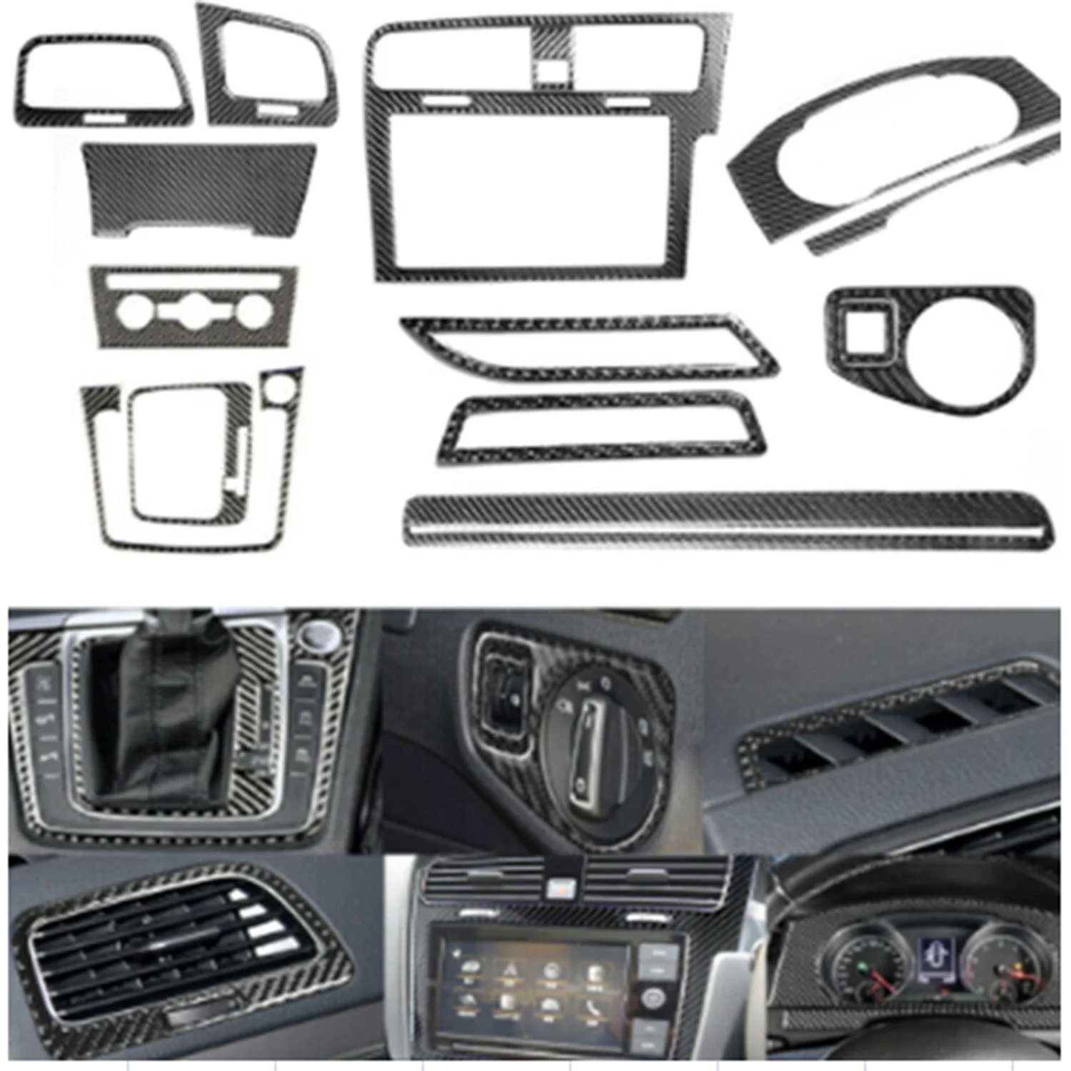 

15Pcs Right-hand Drive Carbon Fiber Full Interior Dashboard Cover for VW Golf 7 GTI MK7 2014-2019