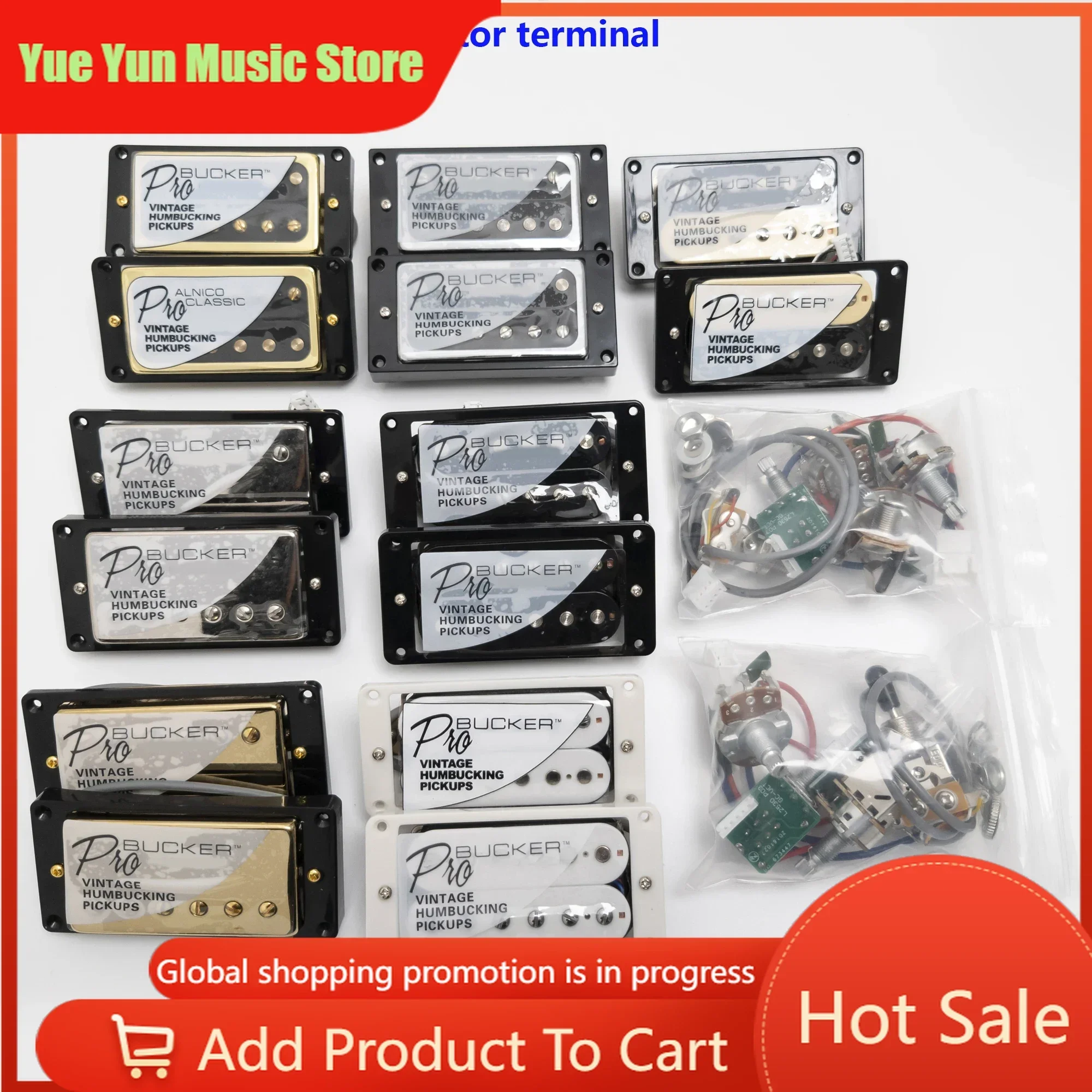 Discount Hot Sale-ProBucker Humbucker Guitar Pickup Solderless Alnico 5 with Quick Connect Terminals And 2V2T Push-Pull Harness