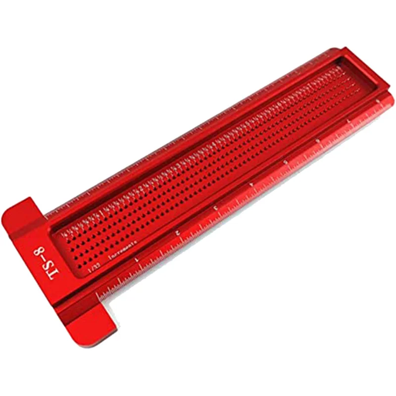 

Woodworking Scriber, Multifunction Woodworking Aluminum Alloy Measure Ruler For Carpenter Red