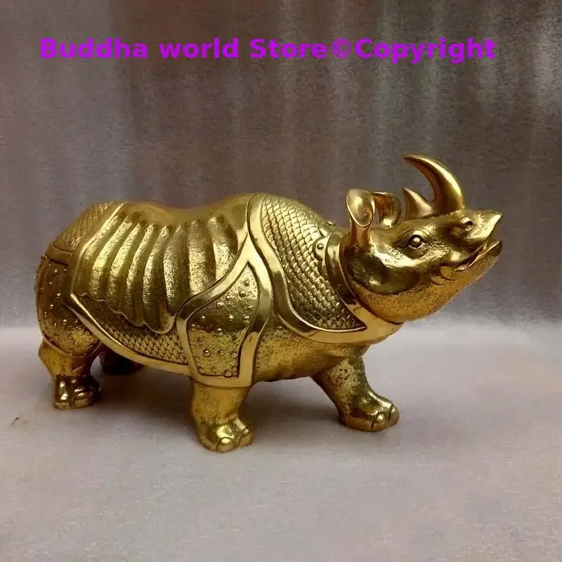 Large TOP COOL home Company lobby efficacious Talisman Money Drawing good luck gold Rhinoceros copper art statue