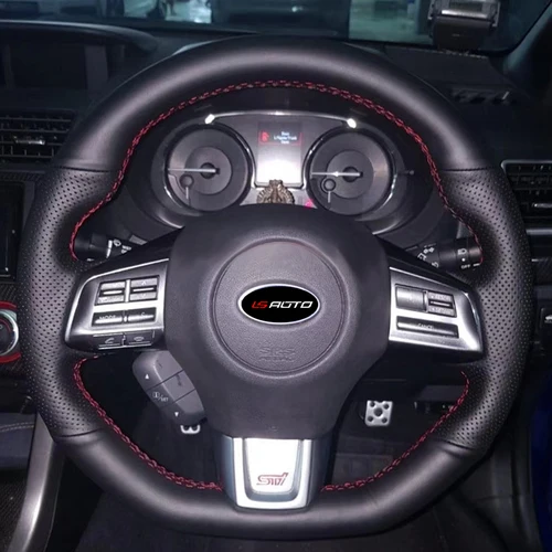 Funda de cuero de microfibra para volante, cosida a mano para Subaru WRX STI Levorg STI 2014-2021