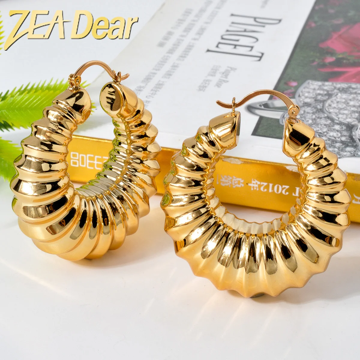 

ZeaDear Jewelry Dubai Smooth Chunky Screw Thread Earring Statement African Large Earring For Women Luxury Lady Dinner Jewellery