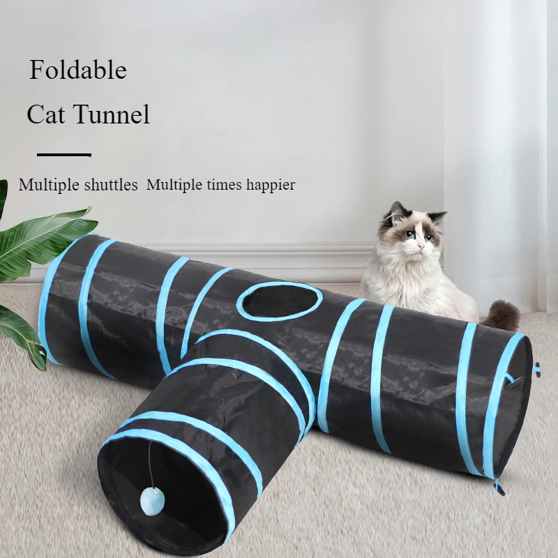 

Cat Tunnel Foldable Storage Cat Pet Crawling Interactive Teasing Toy Multi Style Three Way Cat Channel