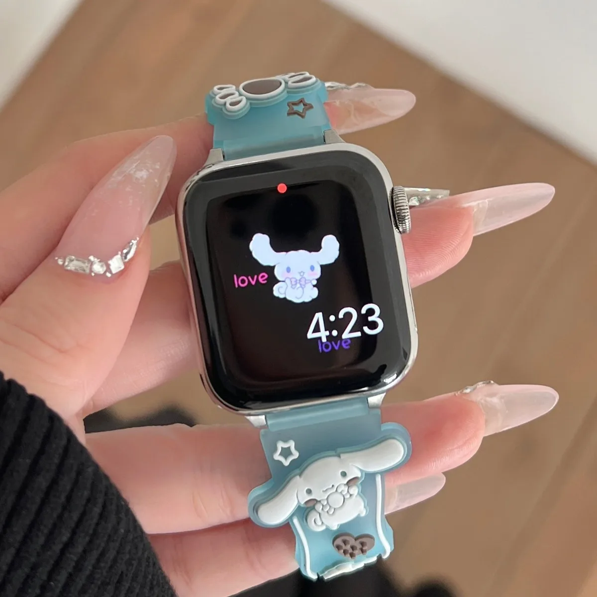 Cartoon Sanrio Hello Kitty Apple Watch Strap Cute Cinnamoroll Kuromi Melody 38 40 42MM Apple Silicone Print Strap Girl Gifts