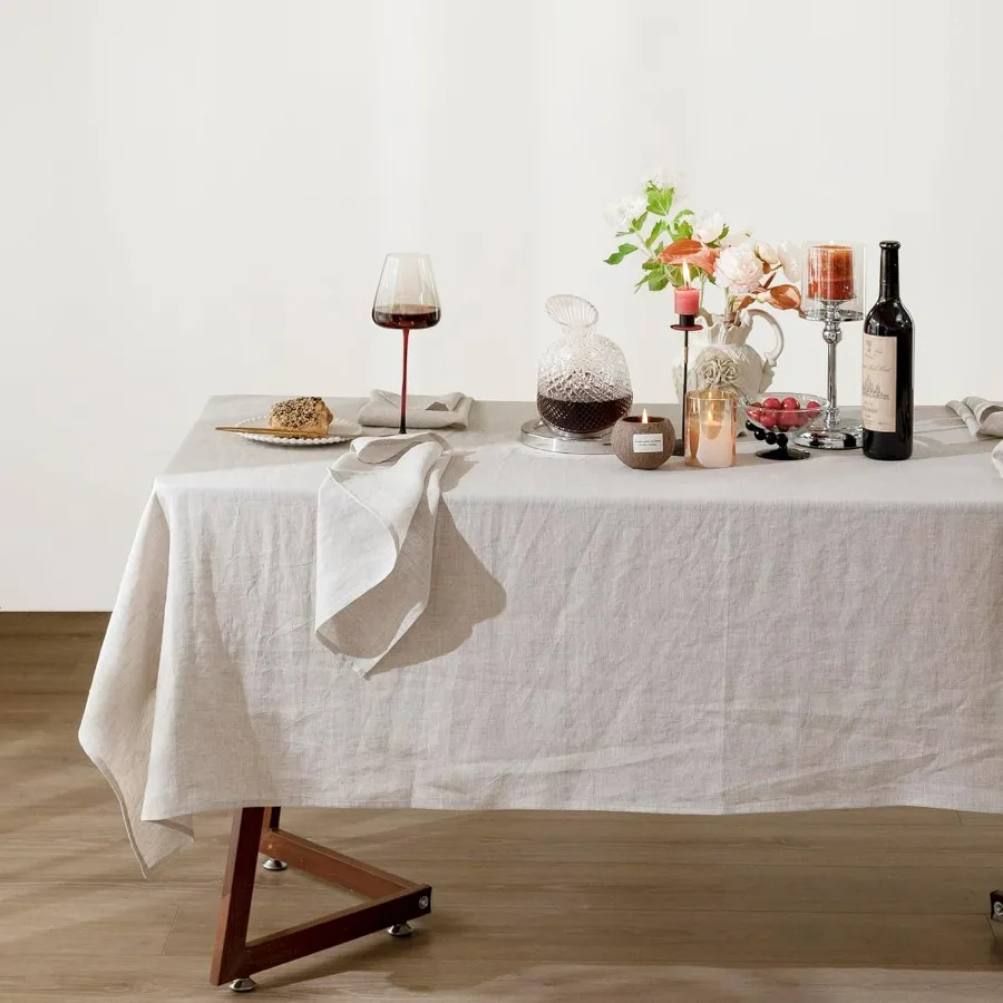 

Linen Tablecloth 100% Pure Linen Table Cloth 60x108 Inches Rectangle Tablecloths Washable Cloths for Kitchen, Dining, Buffet Par