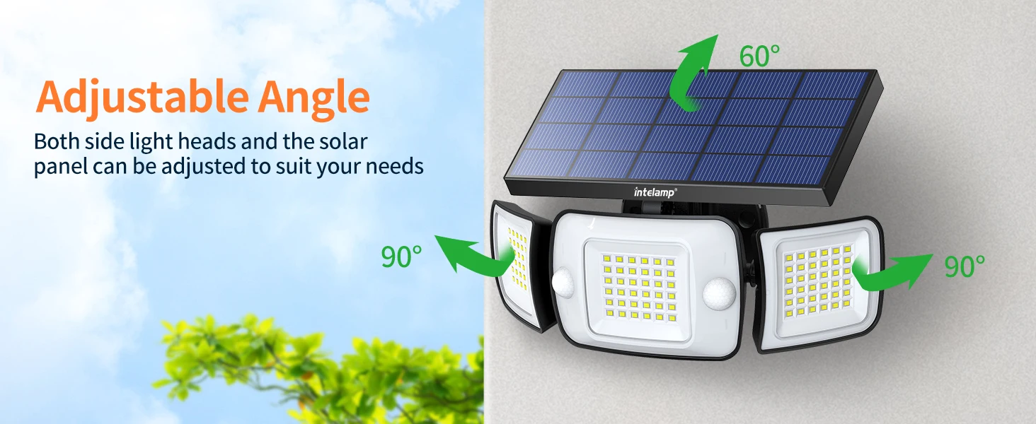 Intelamp Solarleuchten für den Außenbereich, L4000-mAh-Akku, mit zwei Bewegungssensoren, 1200 Lumen, hohe Helligkeit, IP65-Schutzart, Wandlampe für Garten, Hof, Weg und Garage. – Detail 9