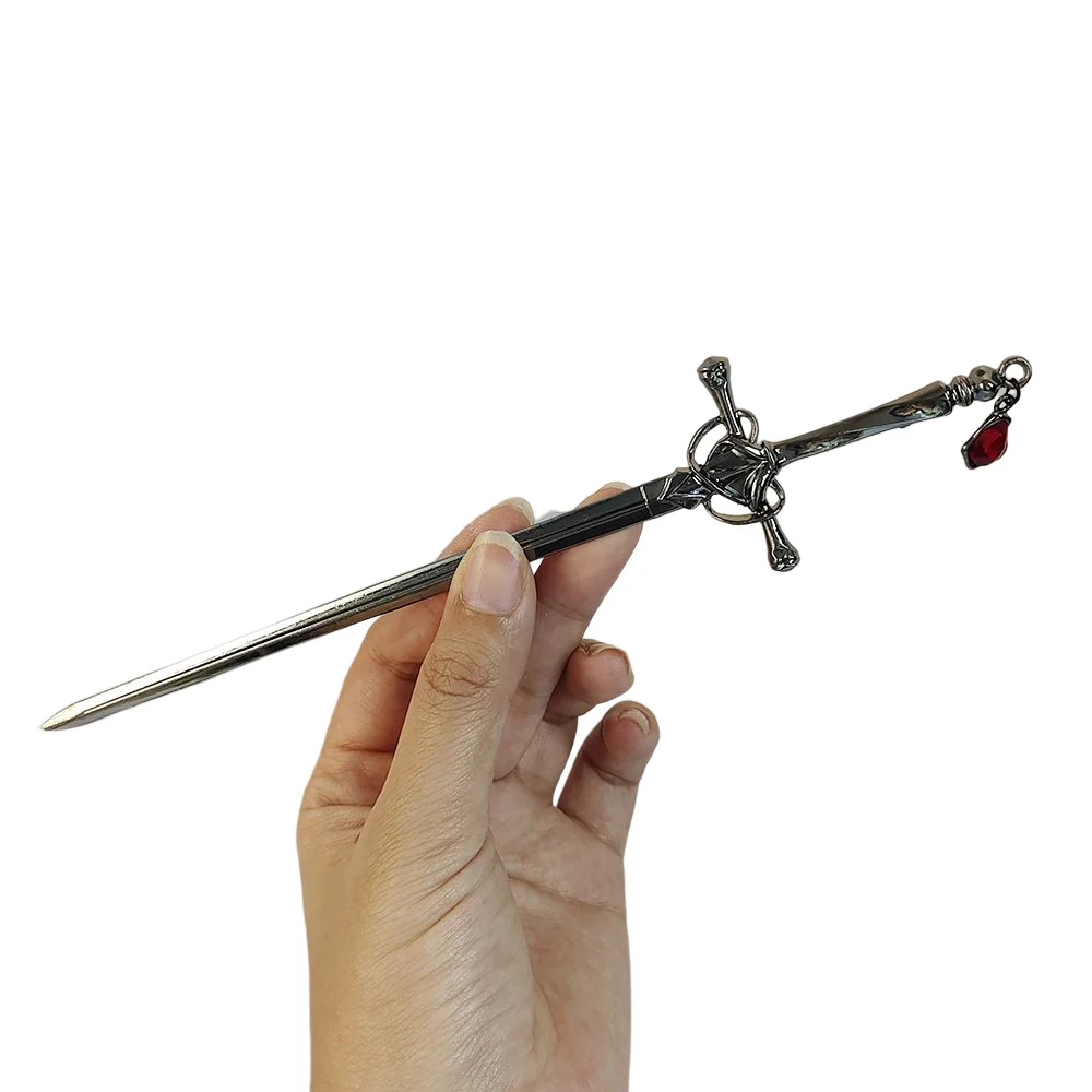 Vintage Chinese Hair Stick with Hypoallergenic Metal Sword Pendant Headwear for Cheongsam Han Clothes Dress - view 6