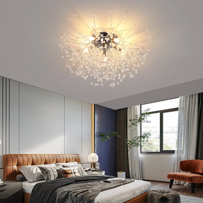 Crystal Chandelier Ceiling Light Three Color Light Home Luxury Lighting Flicker-Free LED Ceiling Lamp Indoor Luxury Decorative