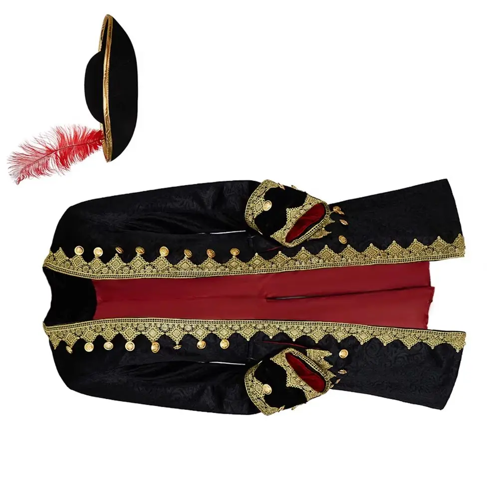 

Vintage Renaissance Men's Coat with Hat Medieval Colonial Rococo Uniform Tailcoat Regency Party Stage Performance Outfits