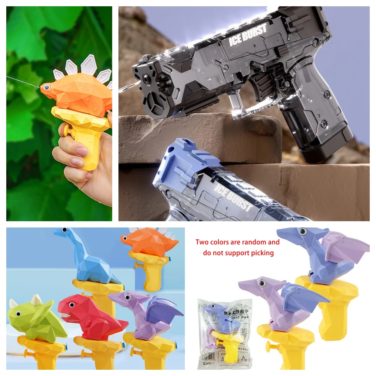 

New Transparent Cool Outdoor Water Gun Toy Manual Automatic Cartoon Dinosaur Water Gun Baby Bath Amusement Toy For Children