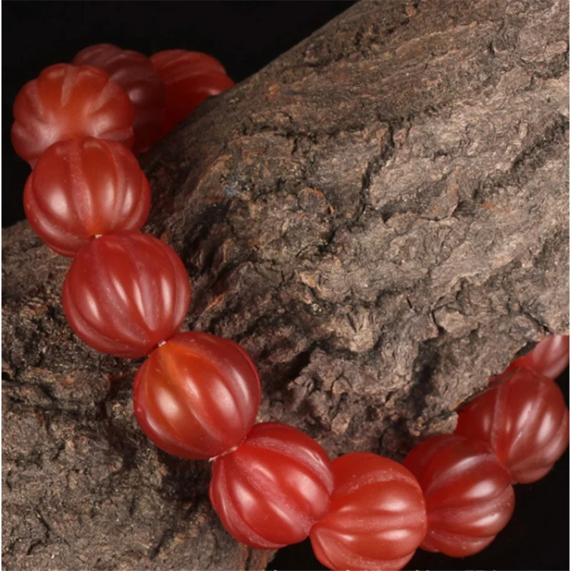 Factory Wholesale Old Pumpkin Beads Men's and Women's Antique Agate Chalcedony Bracelet Jade Jadeware Live Broadc