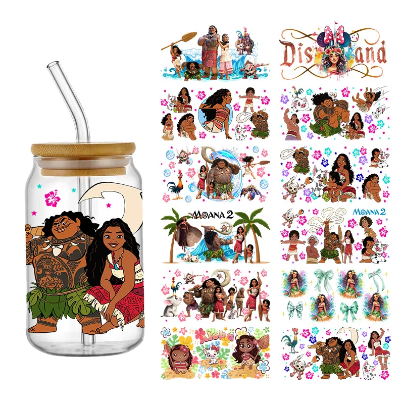 Disney Moana 2 Princess 16oz Sticker Cup Cool Personalize UV Wrap Transfer Sticker Custom Label DIY Logo Selfadhesive Waterproof