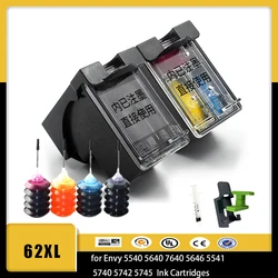 Vilaxh Refillable 62XL Ink Cartridge for Compatible hp ENVY 5540 5541 5542 5543 5544 5545 5546 5547 5548 All-in-One Printer