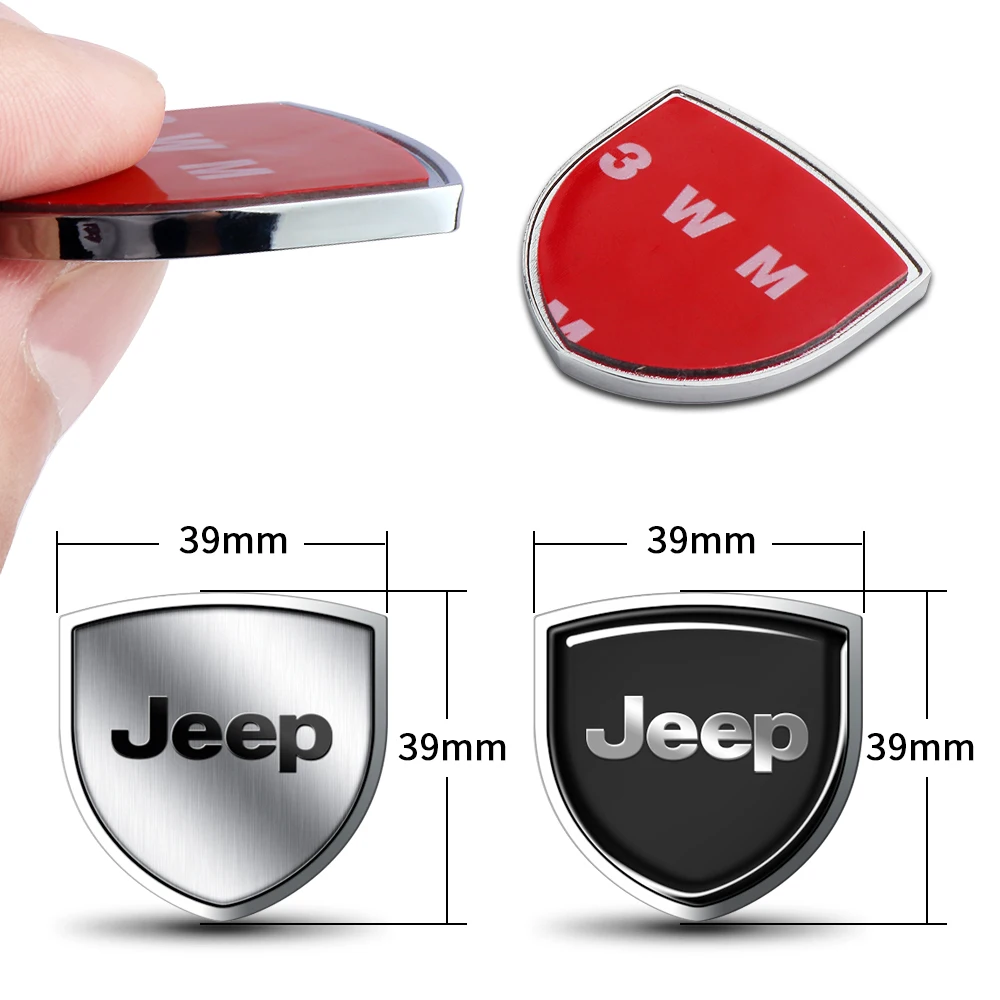 1/2Pcs Car Metal Shield Sticker Body Trunk Side Door Window Decorative Decal For Jeep Renegade Patriot Wrangler Cherokee Compass