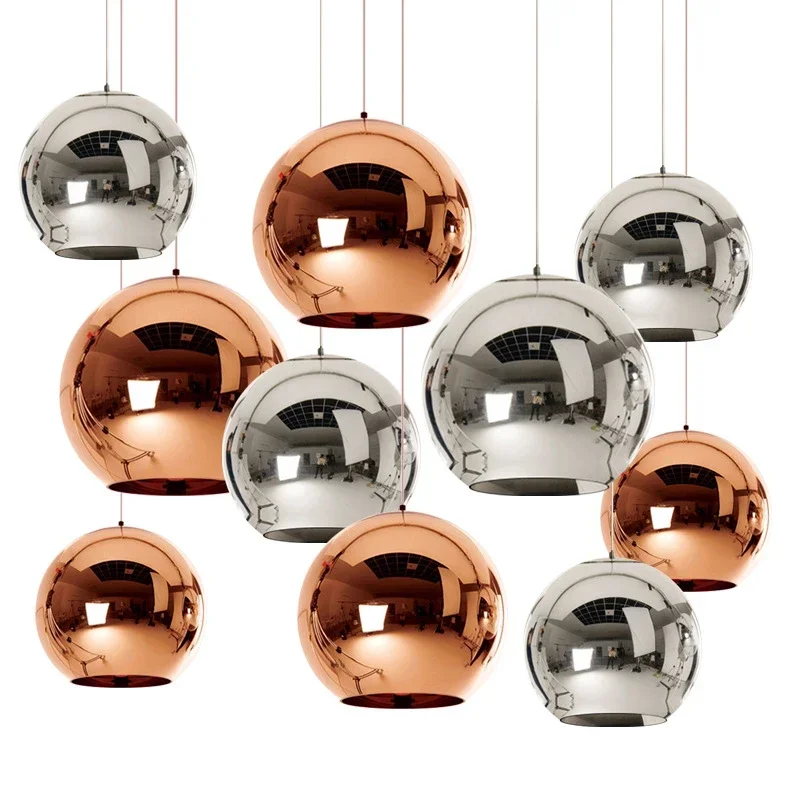 

Modern Electroplating Glass Balls Pendant Light Cafe Restaurant Glass Industrial Decor Pendant Lamp Nordic Home Lighting Fixture