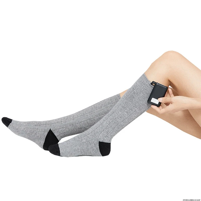 Meias aquecidas usb recarregável elétrica aquecida meias de algodão quente meias altas 3.7v aquecimento rápido inverno calor suprimentos unisex