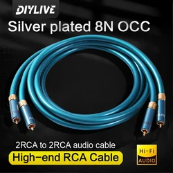 DIYLIVE HiFi 8N OCC Ortofon RCA audio cable, high end CD amplifier, 2RCA to 2RCA public interconnect audio cable