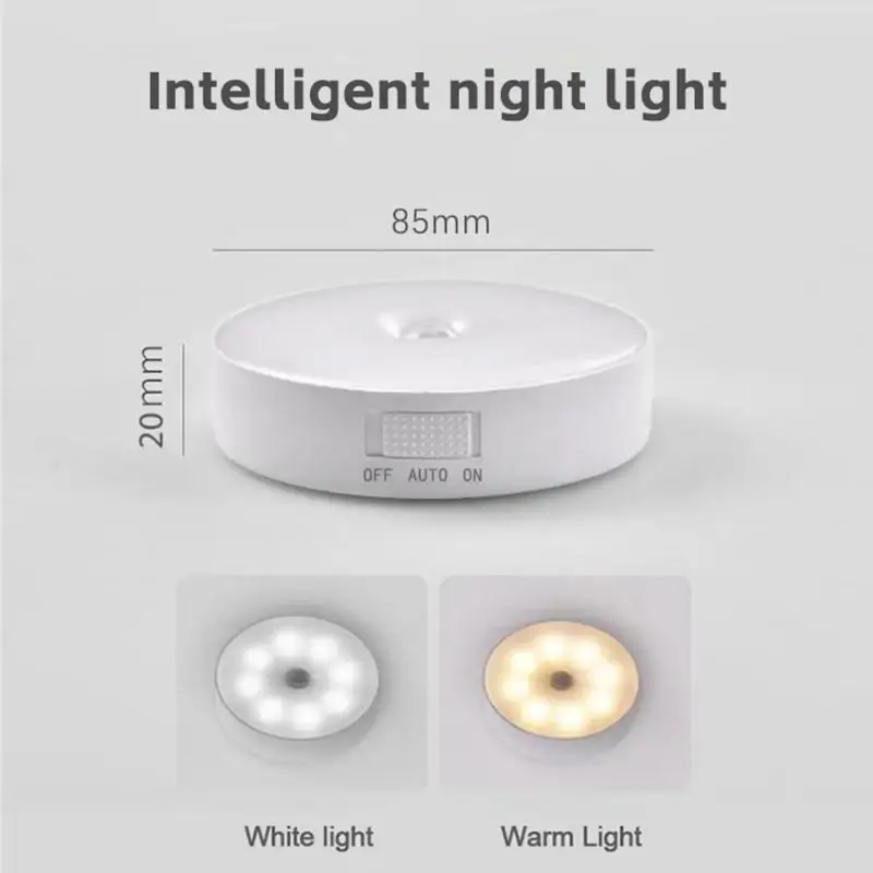 LED Inteligente Sensor do Corpo Humano Night Lamp, Iluminação Automática de Emergência, Carregamento USB, Sem Fio, Magentic, Sucção, Uso Luz Noturna