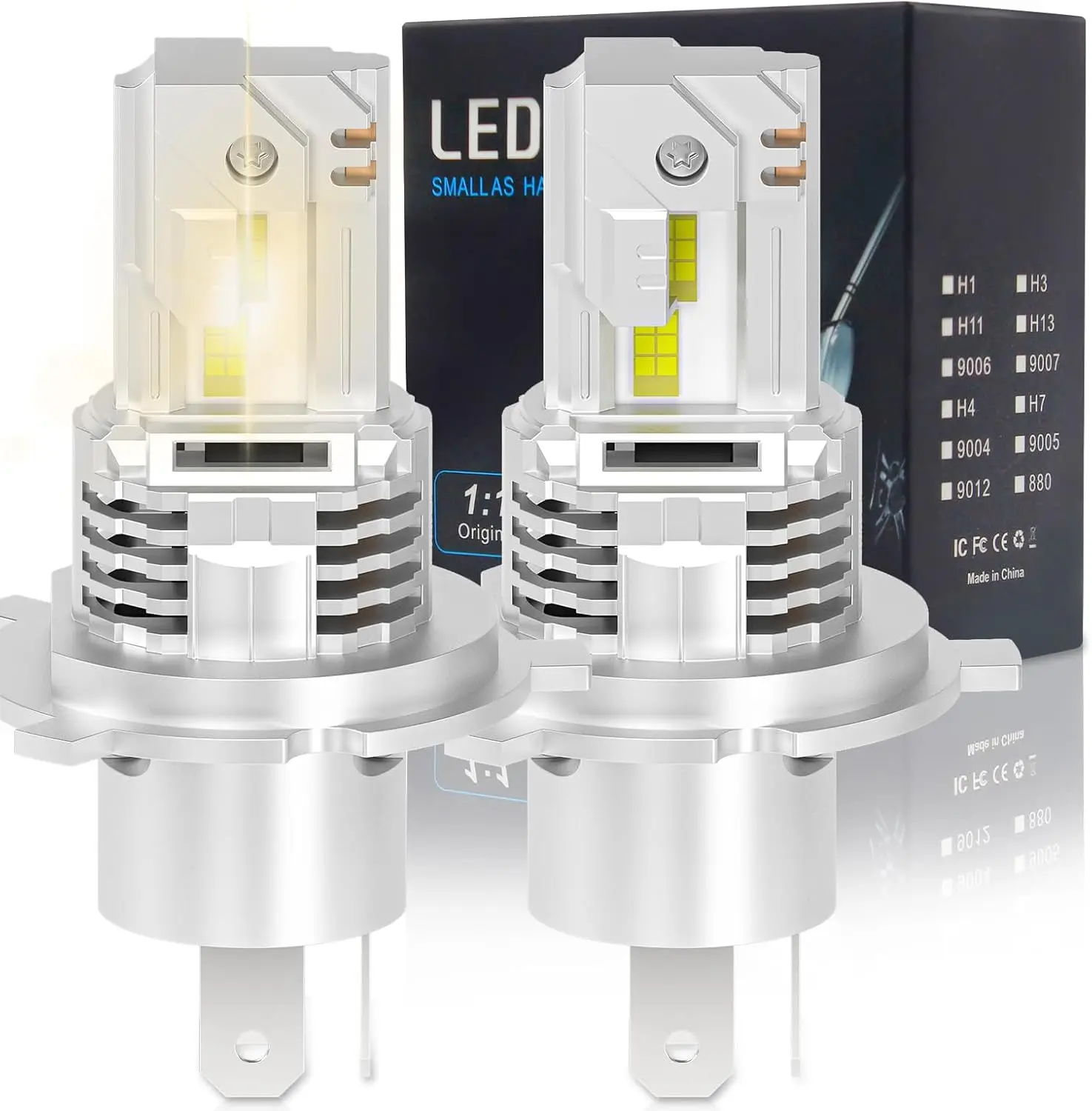 

2024 Upgraded H4 Bulb,25000LM 800% Super Bright Fog Lighting Bulb, 1:1 Mini Size Light with Fan,No Adapter Required Plug-and-Pla