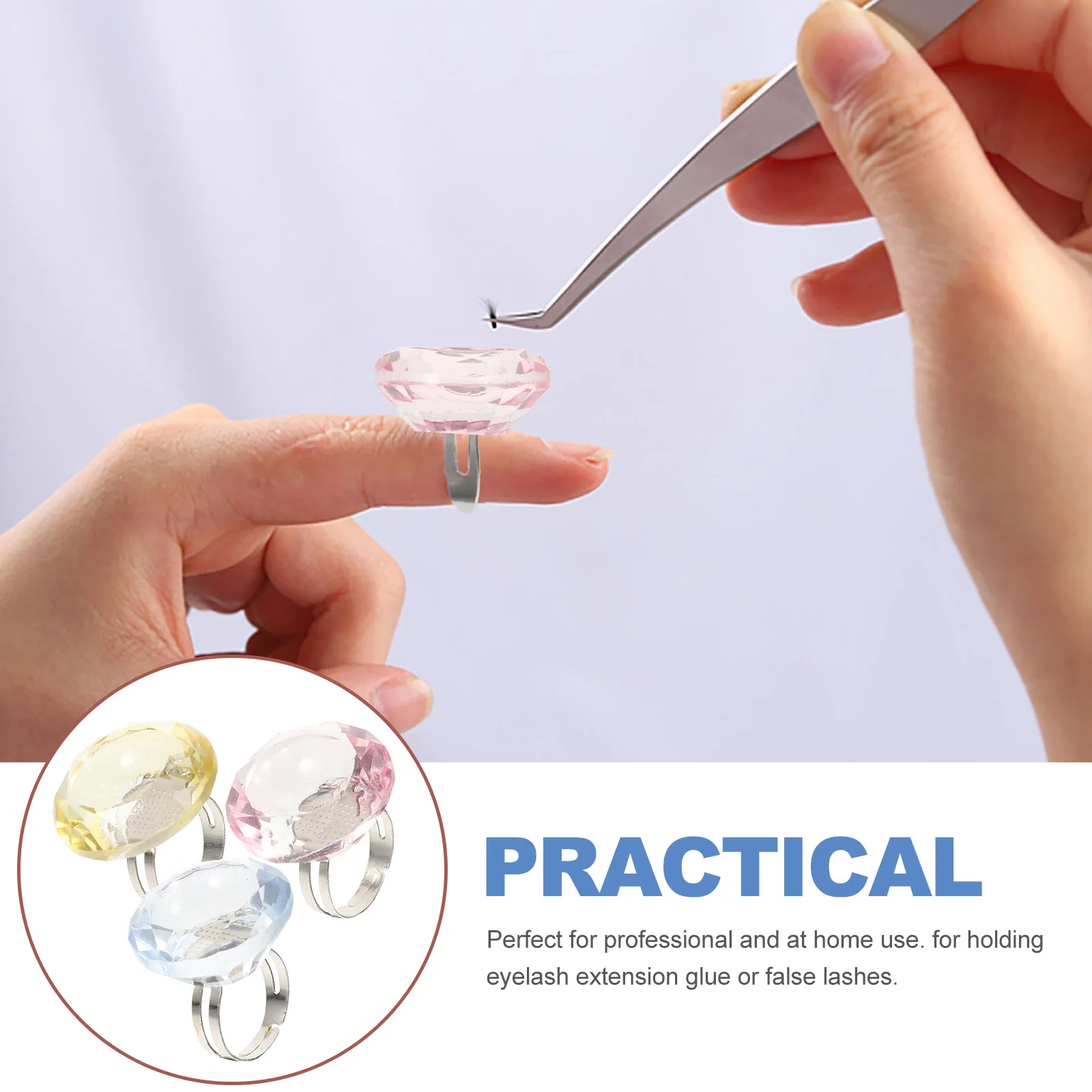 

3Pcs Eyelash Extension Holder Ring Shape Glue Cup Portable Lash Salon Makeup Supplies Tool False Lash Glue Cup