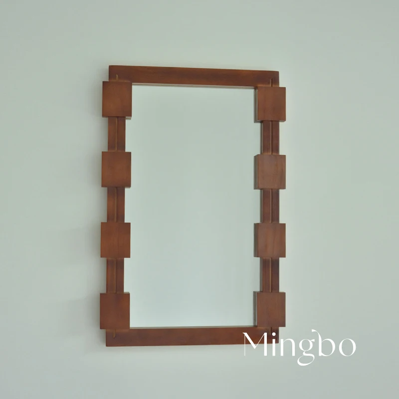 Wooden Aesthetic Decorative Mirrors Square Cute Jeweler Luxury Vintage Mirrors For Room Large Espejo Pared Room Decor PX50DC