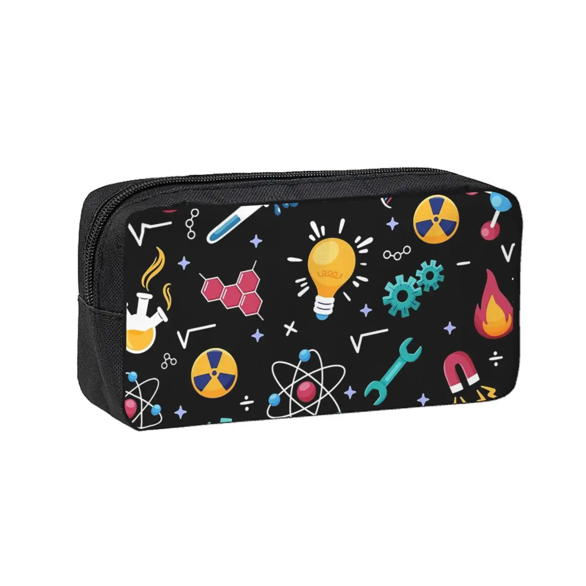 STEM Icons Pattern Science Engineering Pencil Cases for Student School Pen Box Pencil Bag Pencil Pouch Storage Stationery