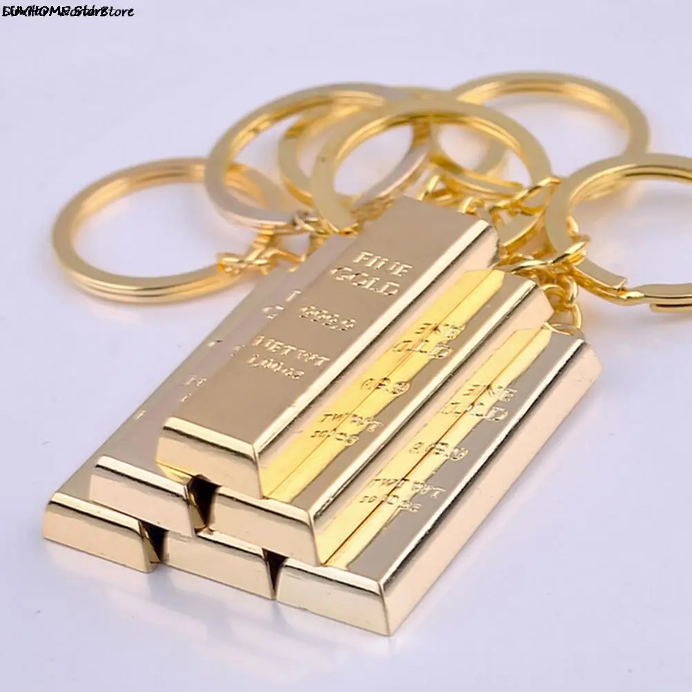 1pc Creative Key Holder Keyfob Gift Metal Gold Bar Golden Brick Keyring Golden Brick Keychain