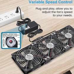 3000RPM Fan Cooling with Controller 120mm 12cm 12V 220V Btc Machine Chassis Workstation Cabinet Radiator Server Fan for GPU VGA