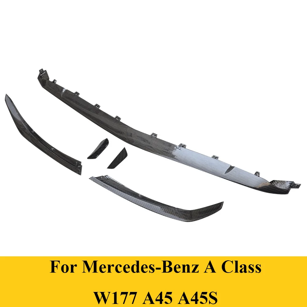 For Mercedes-Benz W177 A45 A45S Carbon Fiber Front Spoiler Bumper Lip With Splitters Car Styling