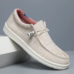Hot Men's Canvas Shoes Slip-on Sneakers Autumn Hemp Men Breathable Vulcanized Shoes Loafers Casual Walking Shoes Man Drive Shoe