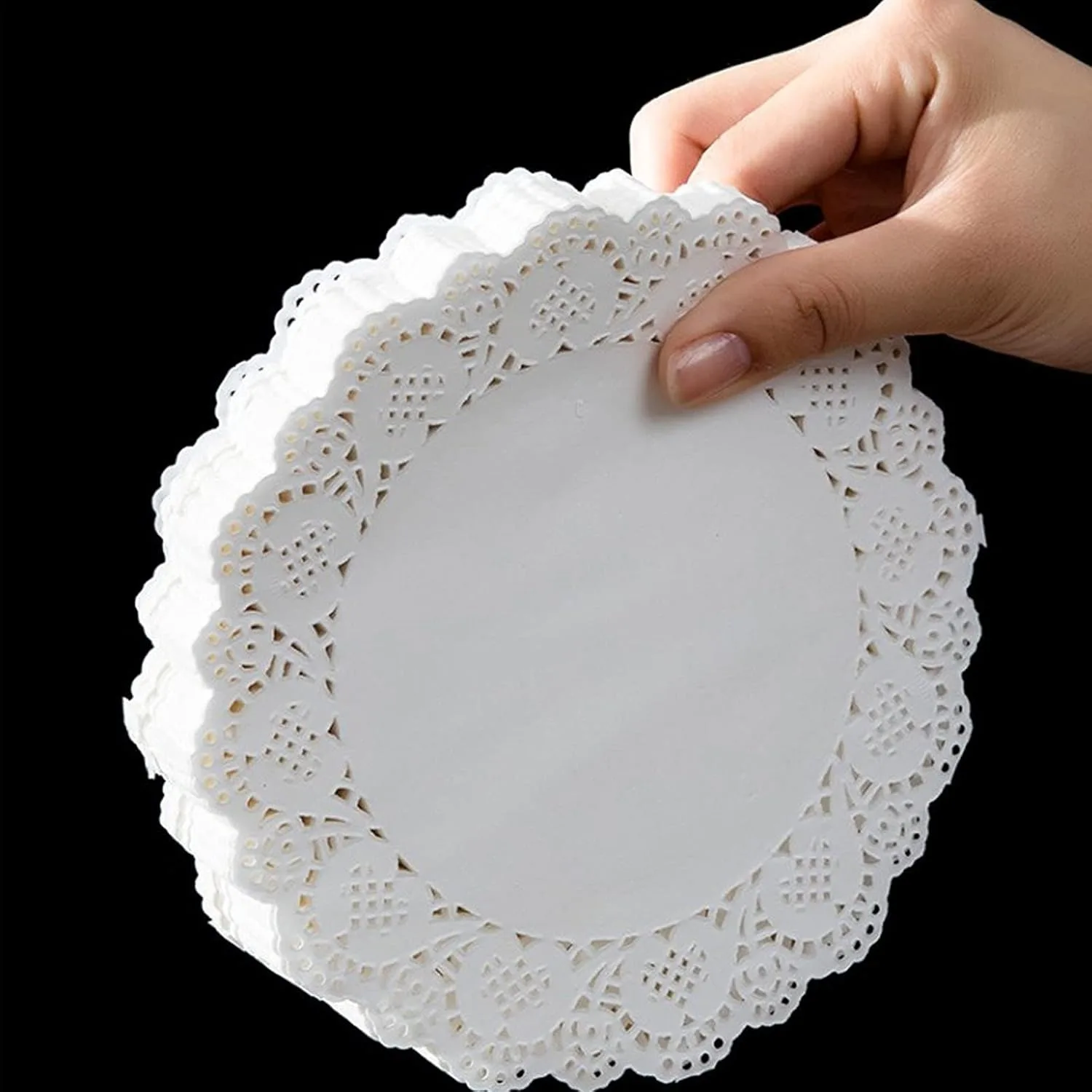 100Pcs Paper Doilies Assorted Sizes White Lace Paper Doilies Disposable Doily Rectangle Round Paper Doilies for Dessert Trays Tables Furniture Buffet Cake Fried Food Wedding Party Tableware Decor