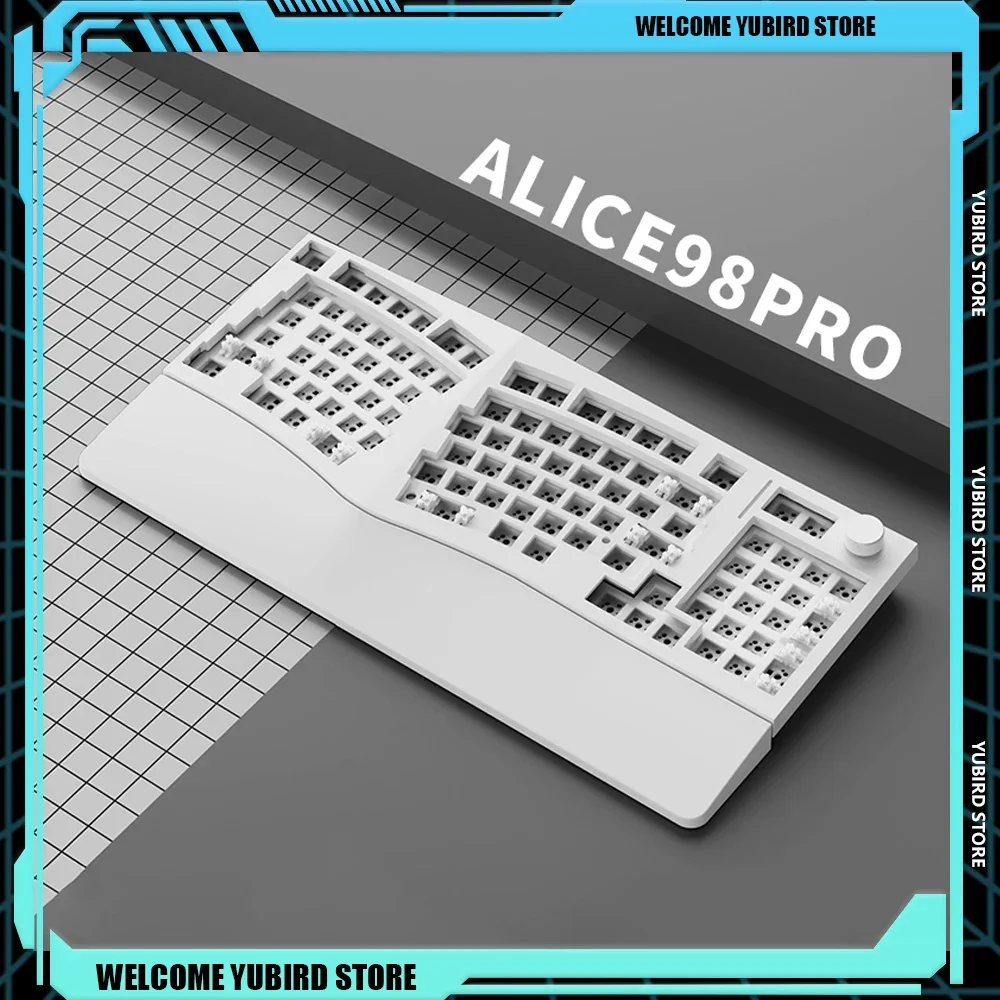 New FEKER Alice 98Pro Single Mode Wired Keyboard Custom Hot-Swap Gasket RGB Multifunctional Knob Ergonomics Mechanical Keyboards