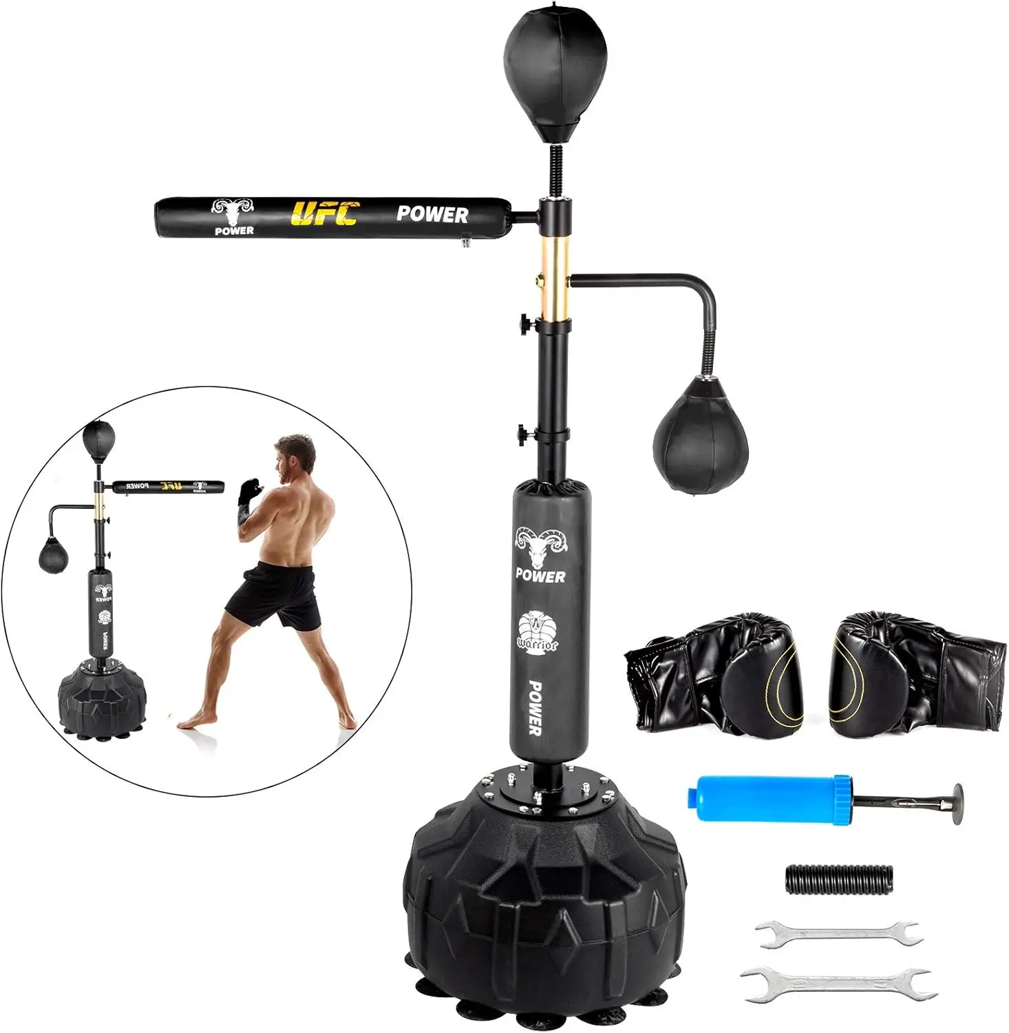 Boxing Speed Trainer, Punching Bag Spinning Bar, Training Boxing Ball with Reflex Bar & Gloves, Solid Speed Punching Bag Free St