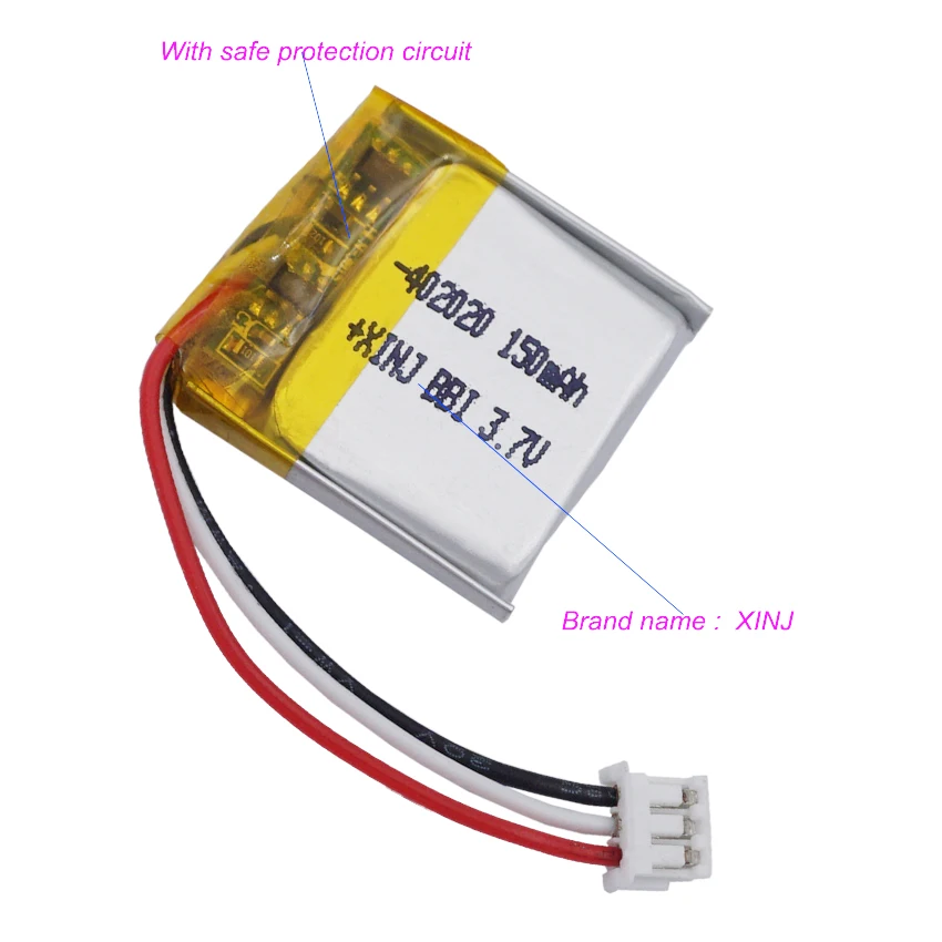 3.7V 150mAh 0.555Wh Li-Polymer Li Lithium Battery JST 3pin 1.5mm Connector 402020 For GPS Smart Watch Mouse MP4  Car Navigation