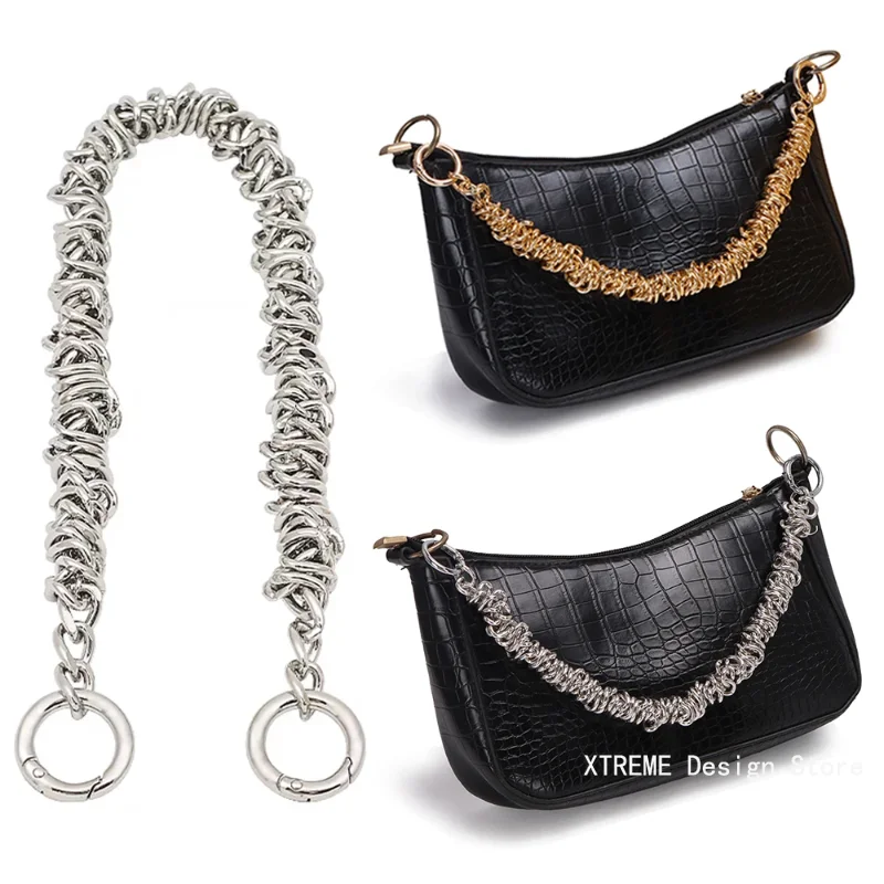 New Irregular Handbag Chain Metal Handle For Shoulder Bag Replacement Bags Parts Women Bag Accessories 35CM Short Bag Strap