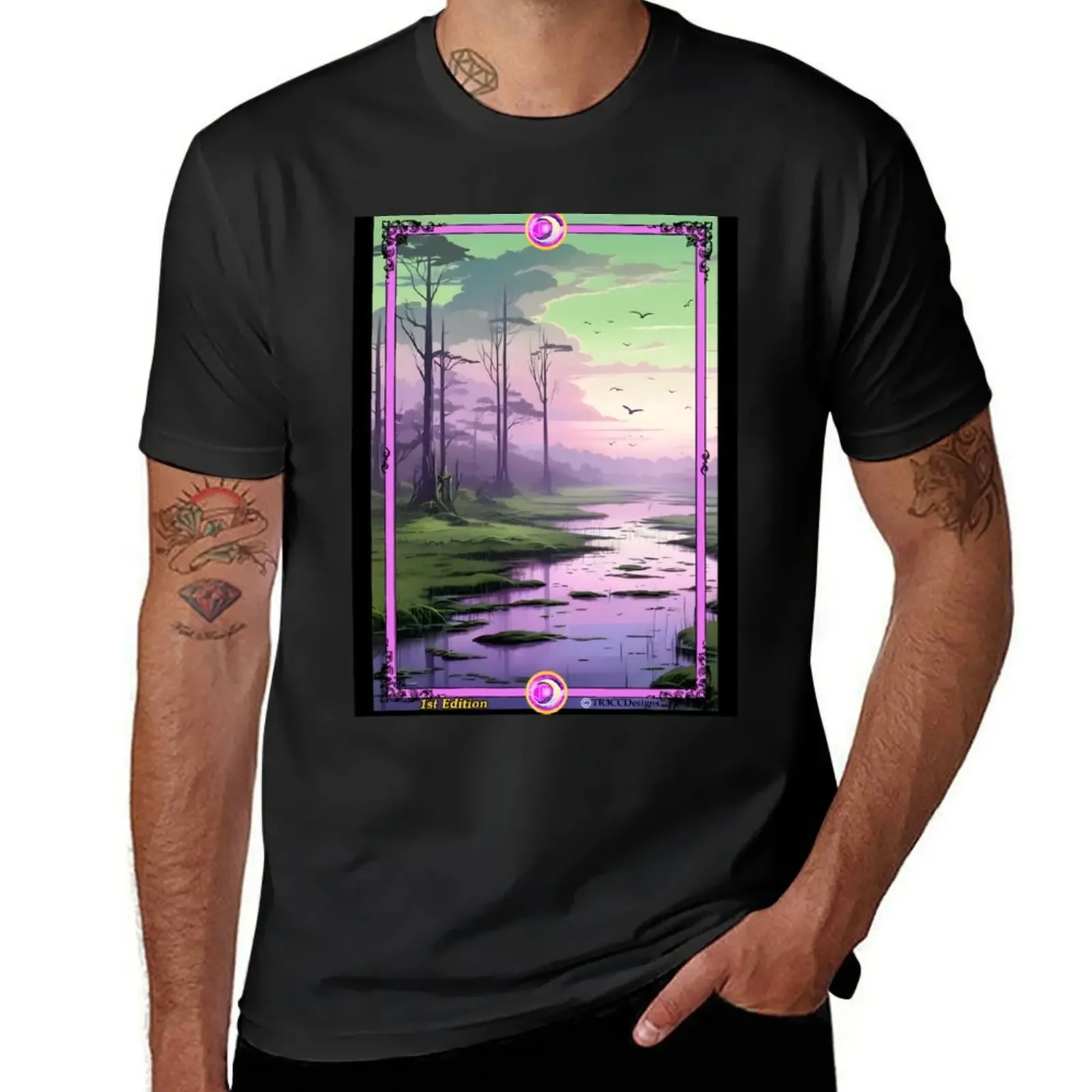 Swampy Marsh Landscape Scene - CCG Borderless Full Art - 1st Edition T-Shirt Blouse funny t shirts for men