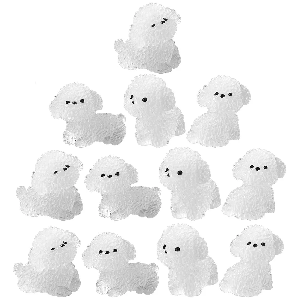 12 Pcs Mini Glow-in-the-dark Puppy Micro Landscape Fairy Garden Ornament Resin Decoration Dog Figurines Dogs Outdoor Miniature