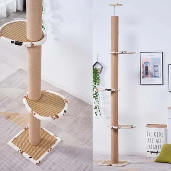 Floor to Ceiling Cat Scratcher Tree Modern Cat Frame Condo Pet Toy Furniture Set Cat Tower Tree