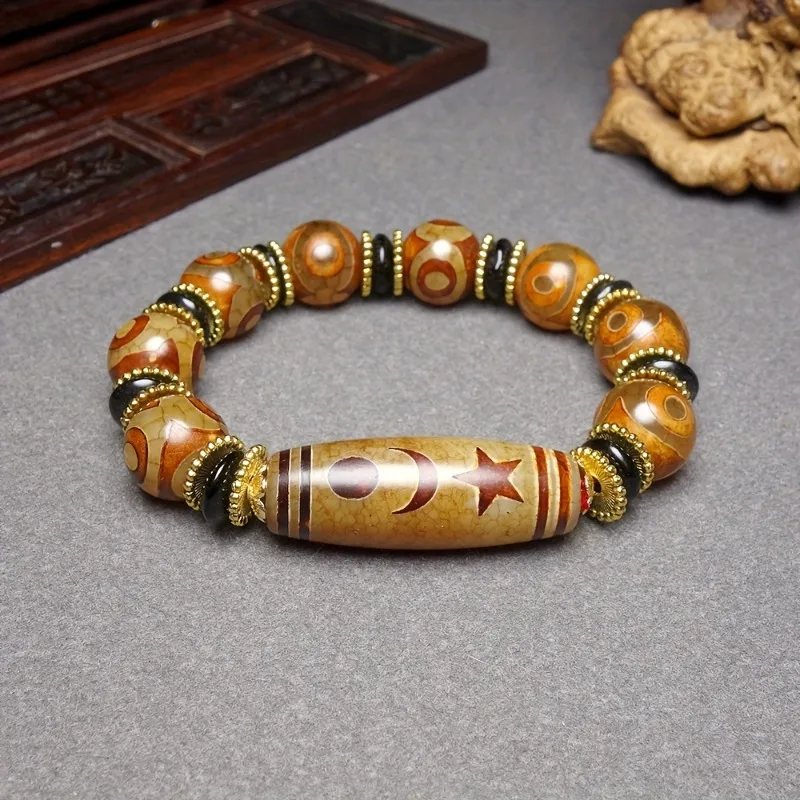 

Natural Agate Dzi Bead Bracelet, Bohemian Style Bracelet, Daily Travel Wear