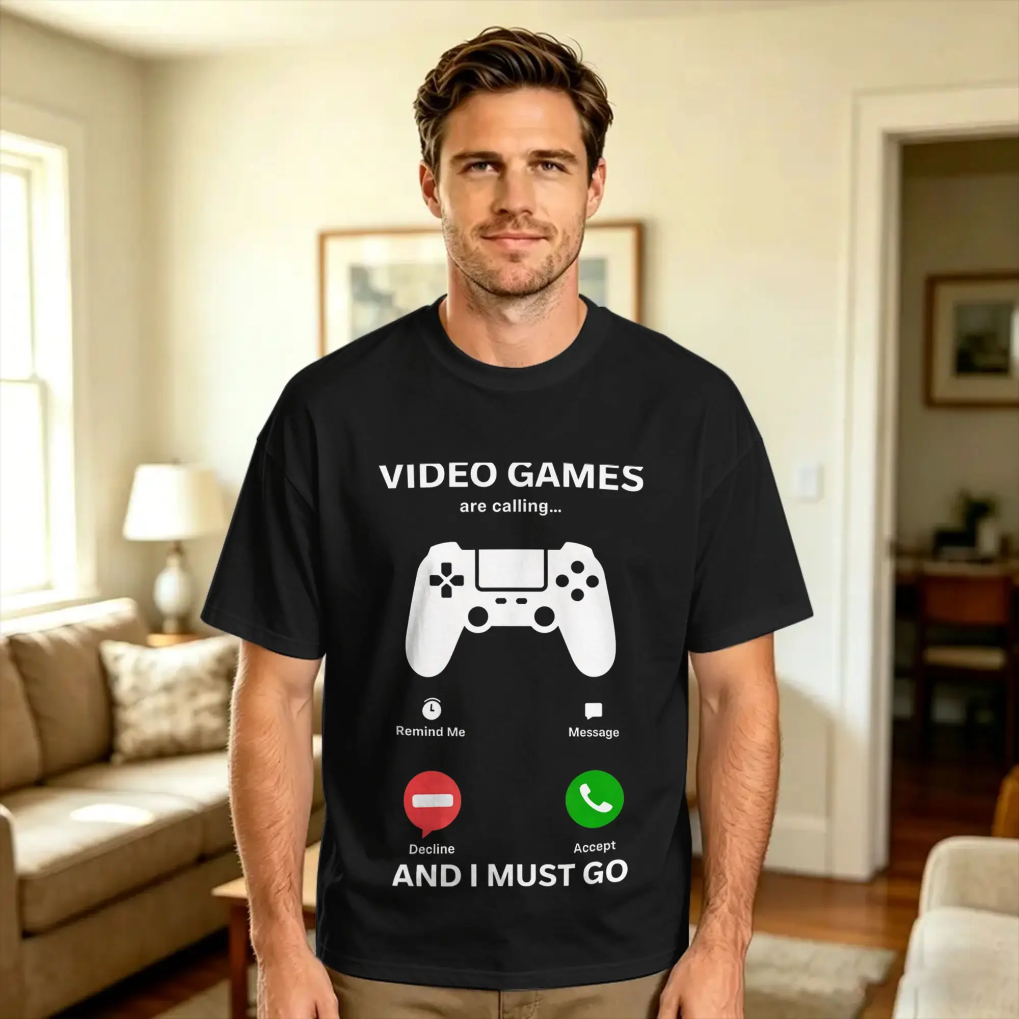 Video Games are Calling and I Must Go Funny Gamer T Shirt Summer  Vintage T-Shirts Cotton Novelty Tee Shirt For Men's Logo Tops
